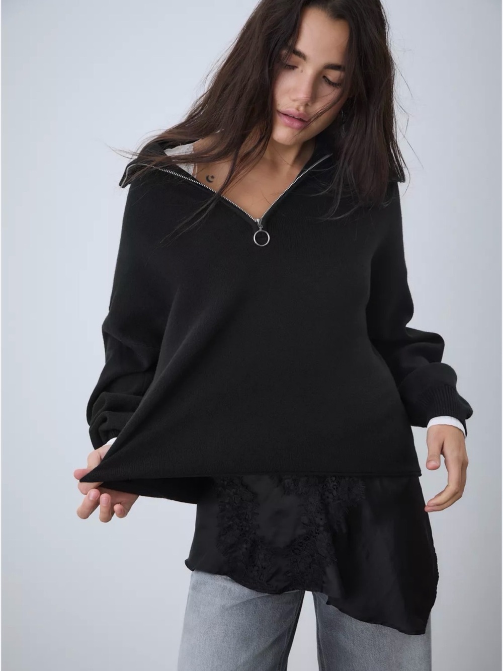 Andersson Bell Black Half Zip Hoodie Sweatshirt Size S
